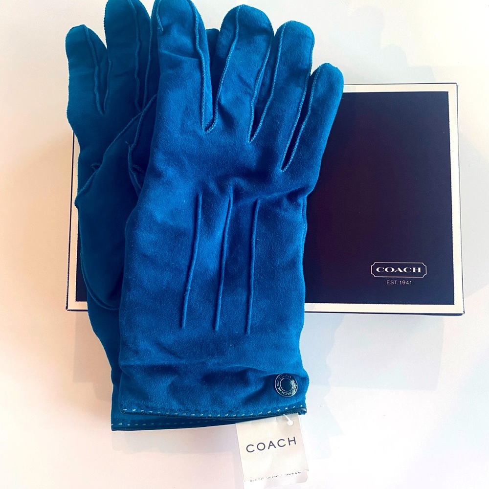 New Coach Blue Suede with Cashmere lining gloves.
